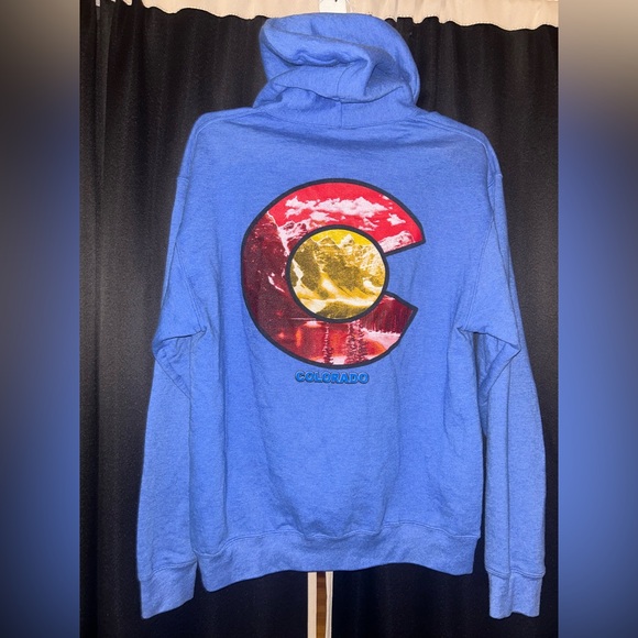 Blue Hoodie with Colorado Flag Patch - Picture 2 of 7